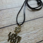 本革×Ｉ♥LOVE YOUペンダント