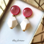 cabochon &  polygonピアス