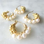 14Kgf Freshwater pearls*gold bi-color wraped pierced earring