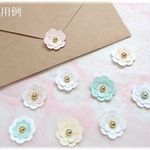 《ホワイト×パステル3色》ゴールドパール付きアレンジお花シール18枚セット