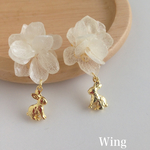 紫陽花とうさぎのピアス   イヤリング/樹脂ノンホール/樹脂ピアス