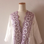 受注生産　刺繍スカラップの羽織ロングカーデ