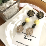 black×yellow 大ぶりアンティークイヤリング