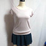 バレエ ヨガ ダンス トップス Tシャツ ピンクベージュ襟リブ巾4.5cm