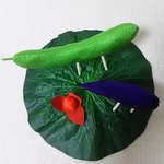 ちりめん  お盆  馬&牛  お供えもの(C)