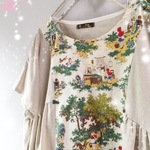 ２WAY仕様　童話赤ずきん柄コットンリネンワンピース