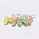 紫陽花とパールのミニヘアクリップ  スケルトンパステル