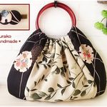 ラスト1点◆着物リメイクバッグ◆浴衣にも◆枝花に黒