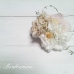 *再販*　ちいさなコサージュ　ベージュ×ベイビーピンク