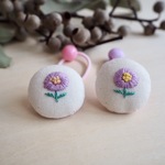 北欧お花 刺繍 キッズ ヘアゴム 