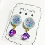 ブルー × パープル 涼しげカラー ゆらゆら  樹脂ピアス