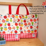【ｍ様オーダー】プールバッグにもなるラミバッグ＆シューズバッグ（りんごRD）