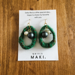 毛糸のフープピアス/Green