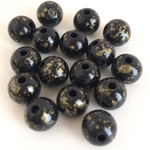 10mm アクリルビーズ 20個 ブラック×ゴールド