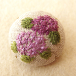アジサイ(紫陽花)刺繍ブローチ