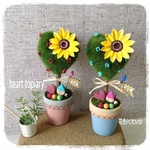 粘土の花【受注制作】♡ほんわかハート🌻ひまわりのトピアリー🎶（麻布付）