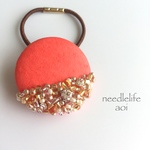 leather sunshine gold〜刺繍ヘアゴム〜