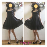 シルクの黒のシックなオシャレ感、でも可愛いさいっぱいの綺麗目ワンピース💖フリル、ギャザー、シャーリング、キチンと可愛い❣️❣️