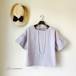 pigopi様ご予約品◾️袖フリルプルオーバー/コットンリネン pastel purple