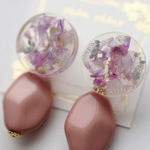 パープルな紫陽花とスターチスのボタニカルイヤリング