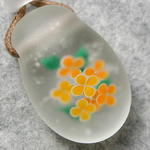 氷花・橙花 とんぼ玉 ガラス ネックレス No960