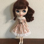22センチドール パフスリーブワンピース ローズライン ブラウン