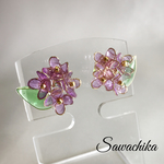 新作・紫陽花一房ピアス パープル