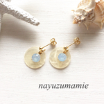 ++天然shell&大粒ビジュー++ピアス【538】