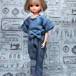 リカちゃん＊オールインワン　フレアスリーブ　デニムプリント