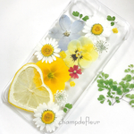 ハートレモンのレイニー押し花iPhoneケース