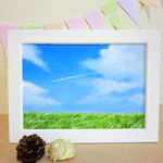 油絵原画『青空に』　額縁付き