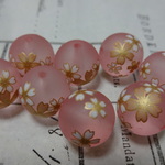 和風ビーズ（ピンク・桜）12ｍｍ