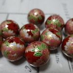 ビーズ（レッド・桜）12ｍｍ