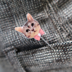 with my cat ☆ 赤いリボンのにゃんこピン シルバー版