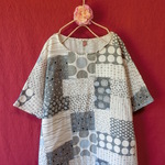 北欧　モダンパッチワーク模様　ゆったりワンピース　 