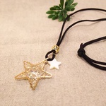 星🌟空ネックレス      ワイヤーアート革ひも 