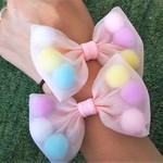 再販*送料無料*ふんわりポンポン入りオーガンジーリボン２個セット②