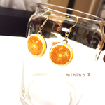 オレンジ 果物ピアス イヤリング