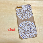 No.188 受注製作 新色　北欧風 サークルフラワー ベージュ  iPhoneケース