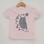 ふくろうさんシルクスクリーンプリントこどもTシャツ