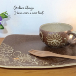 カフェプレートセット（花模様）