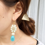 No.S364 お花❁︎ターコイズのお洒落ピアス