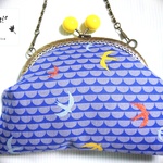 がま口バッグ＊Ｗａｖｅ Ｓｗａｌｌｏｗ＊blue 