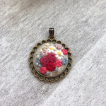 （小）刺繍ペンダントトップ バラ