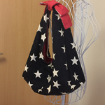 帆布とリネンの リボン取り外しあずま袋バック  ピンク