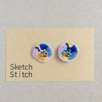flower×blue刺繍ピアス
