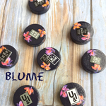 再販7【ウッドビーズ】flower painting  coin beads.