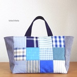 12 patch tote bag (cotton / blue color)