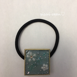 レジン☆ミントグリーン×花ヘアゴム