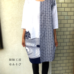 七分袖のダボシャツ風浴衣ワンピ*白/着物リメイク